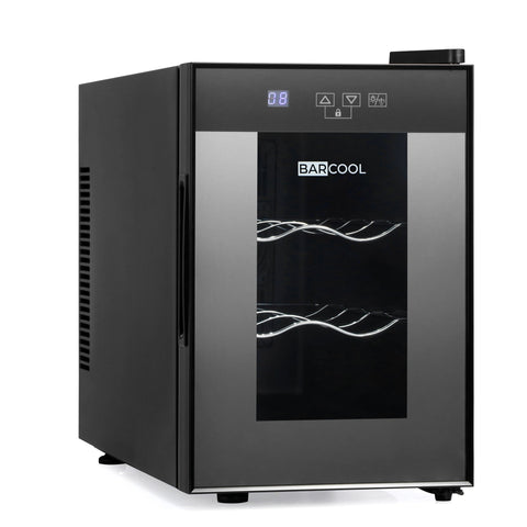 Black barcool vino6 led mini wine display fridge with glass door and digital display for stylish wine display