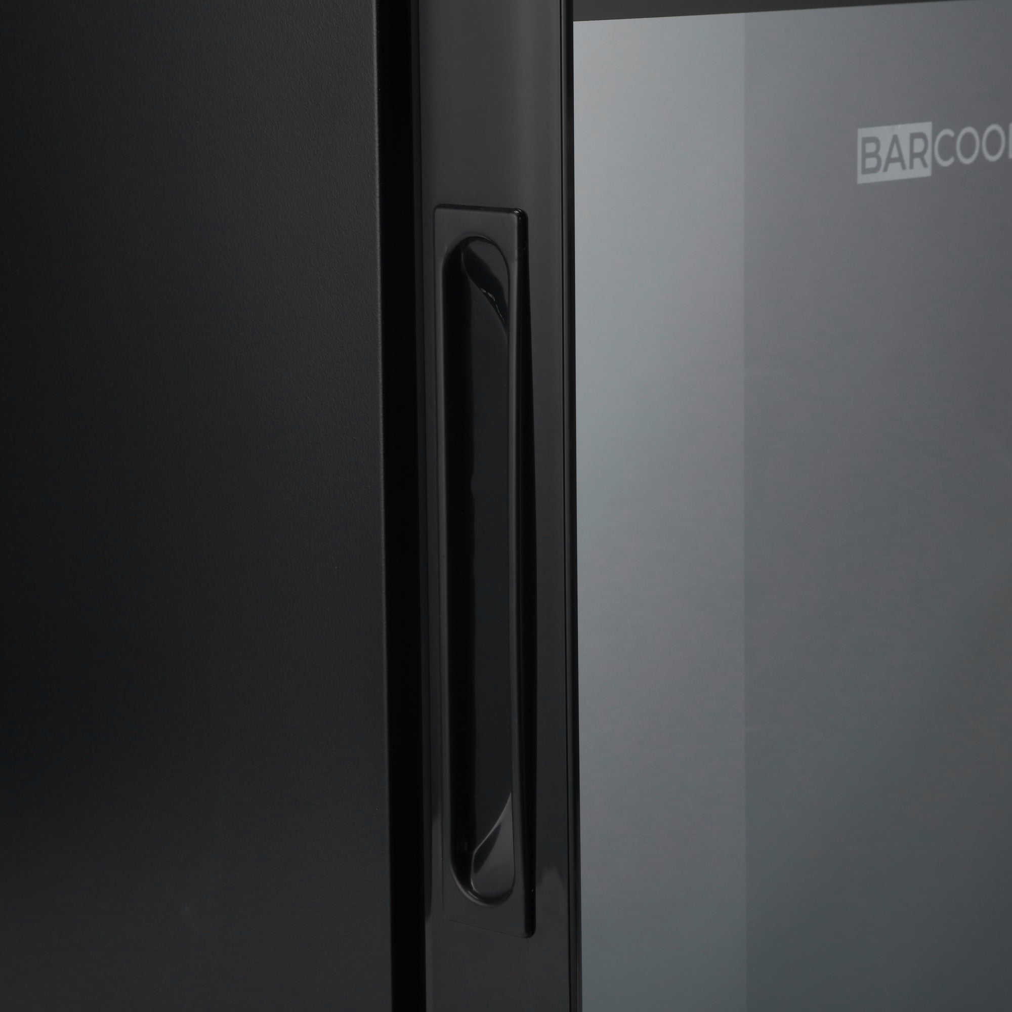 Black matte-finish handle with sleek modern design on barcoo vino6 led wine cooler wine display fridge