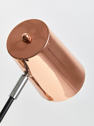 Bart copper desk lamp with a sleek minimalist copper finish and a small spherical knob on top perfect for any desk lamp setup