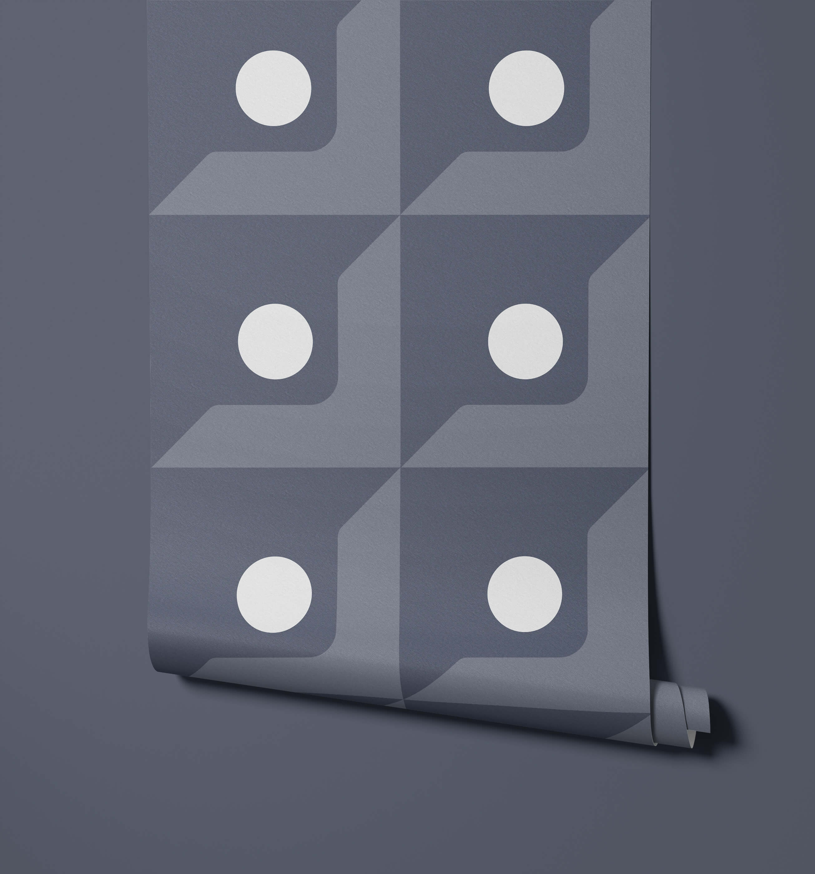 Base gray geometric wallpaper with white circular accents perfect for stylish modern walls