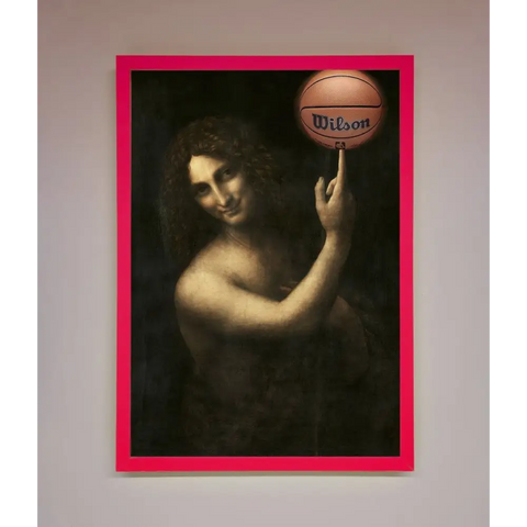 Basketball Renaissance Altered Framed Print - B0 (100 x 141 cm) / Neon Pink - Framed Print