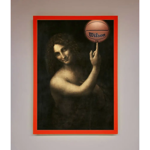 Basketball Renaissance Altered Framed Print - B0 (100 x 141 cm) / Neon Red - Framed Print