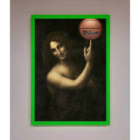 Basketball Renaissance Altered Framed Print - B0 (100 x 141 cm) / Neon Dark Green - Framed Print