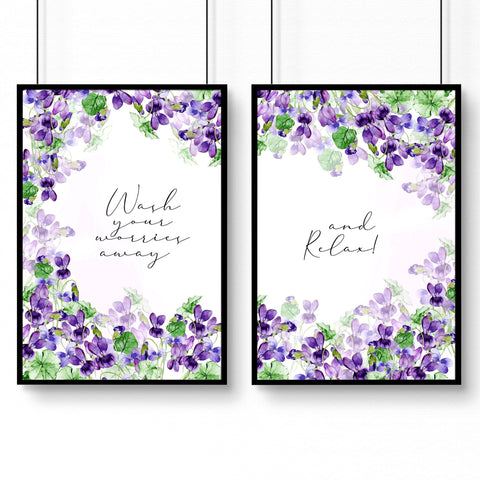 Bath pictures for wall | set of 2 Shabby Chic  wall art prints