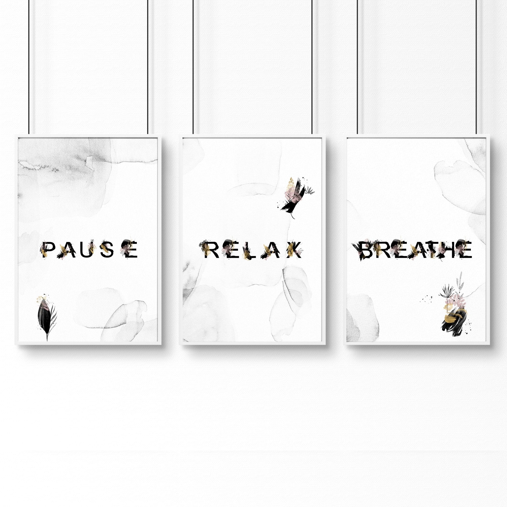 Wall art in bathroom | set of 3 Relaxing art prints