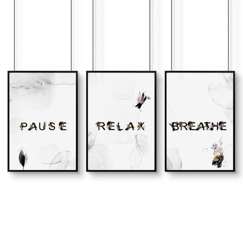 Wall art in bathroom | set of 3 Relaxing art prints