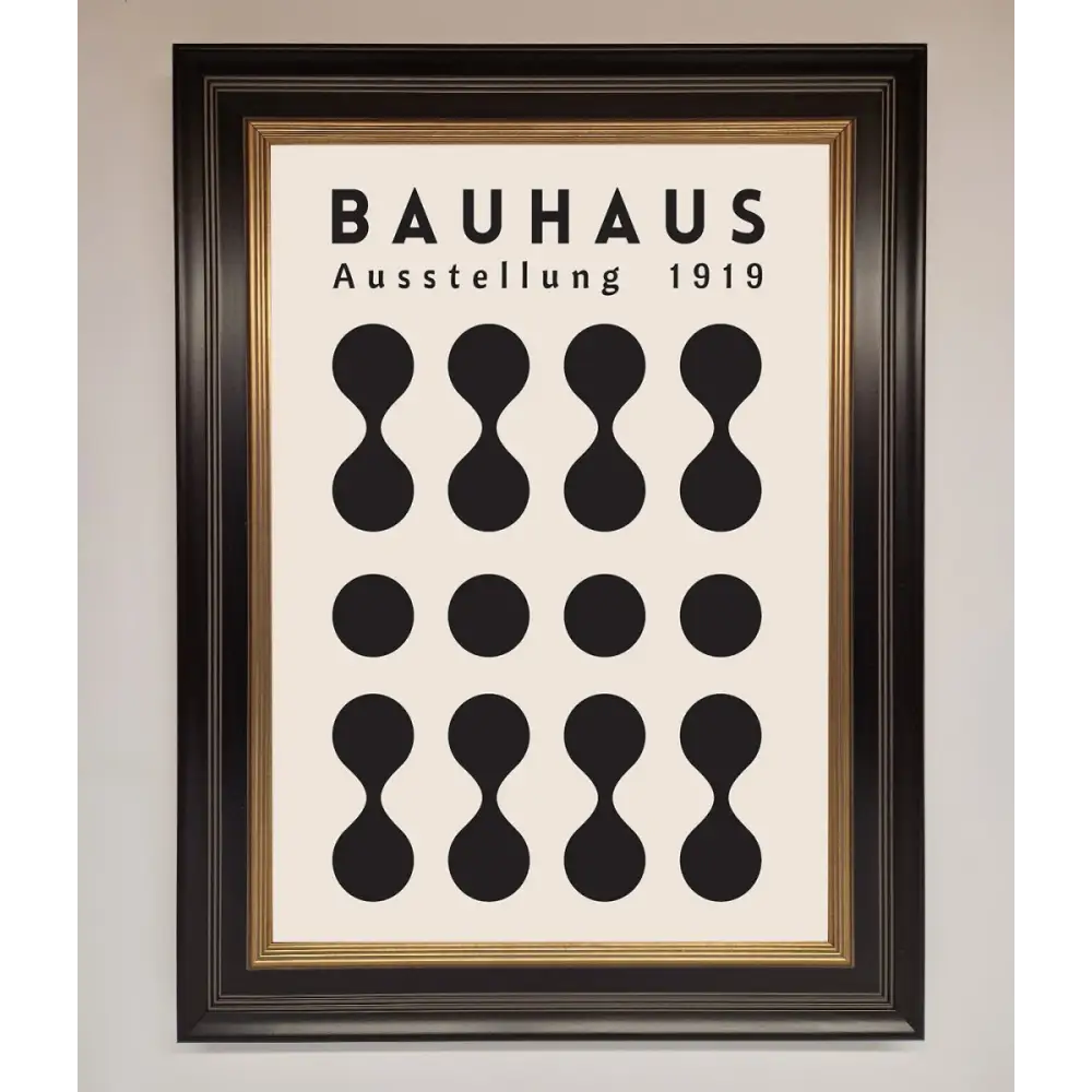 Bauhaus Black 1919 Framed Wall Art - A3 (29.7 x 42 cm) / Black Gold - Framed Print