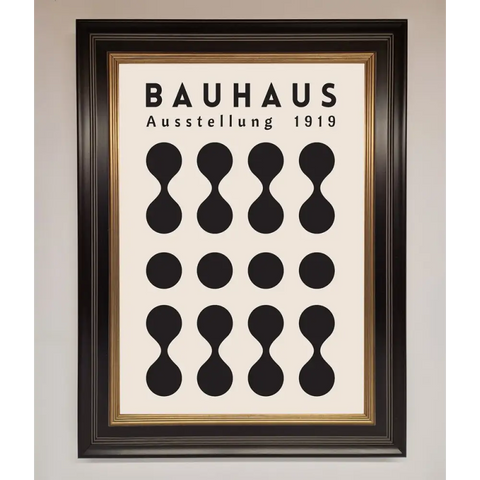 Bauhaus Black 1919 Framed Wall Art - A3 (29.7 x 42 cm) / Black Gold - Framed Print