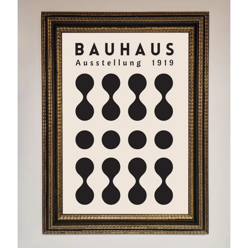 Bauhaus Black 1919 Framed Wall Art - A3 (29.7 x 42 cm) / Ornate Gold Black - Framed Print