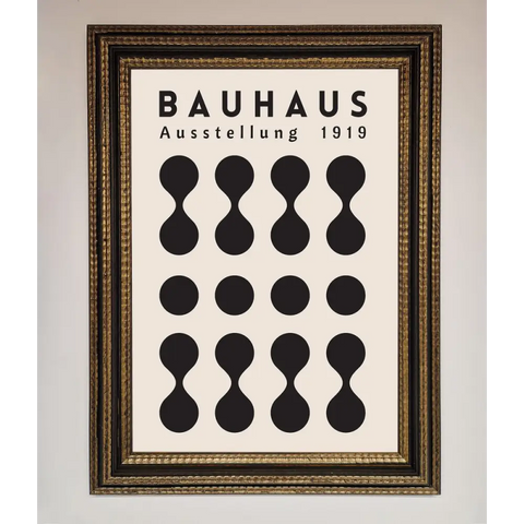 Bauhaus Black 1919 Framed Wall Art - A3 (29.7 x 42 cm) / Ornate Gold Black - Framed Print