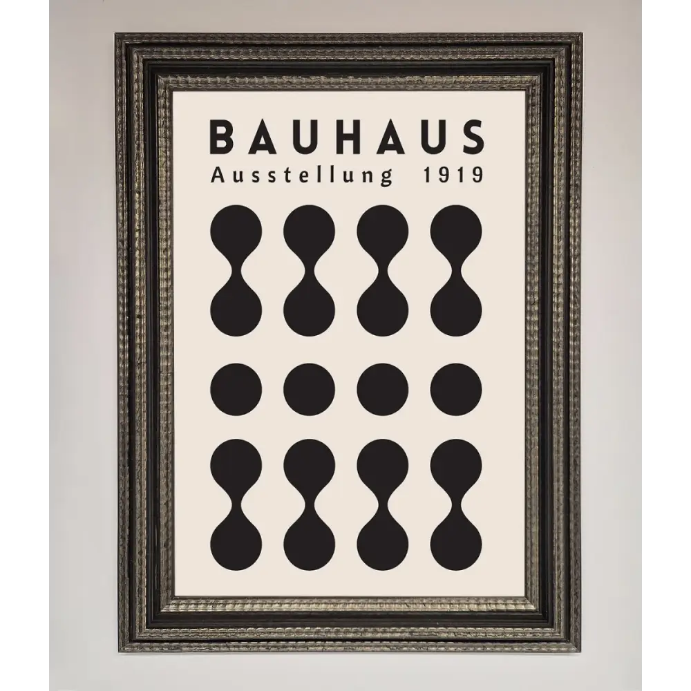 Bauhaus Black 1919 Framed Wall Art - A3 (29.7 x 42 cm) / Ornate Silver Black - Framed Print