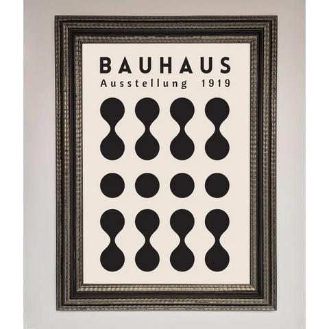 Bauhaus Black 1919 Framed Wall Art - A3 (29.7 x 42 cm) / Ornate Silver Black - Framed Print