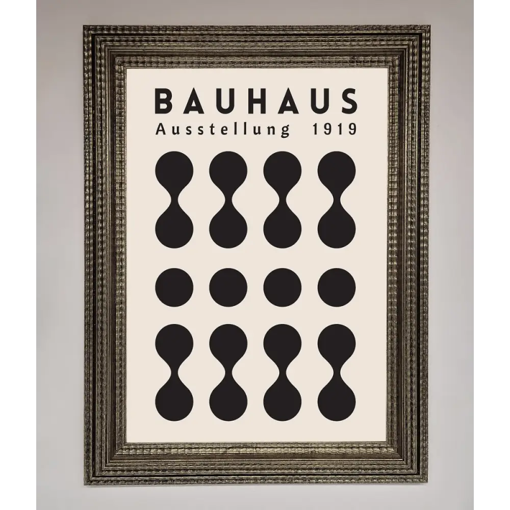 Bauhaus Black 1919 Framed Wall Art - A3 (29.7 x 42 cm) / Ornate Silver - Framed Print