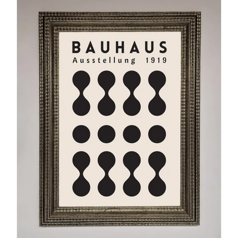 Bauhaus Black 1919 Framed Wall Art - A3 (29.7 x 42 cm) / Ornate Silver - Framed Print