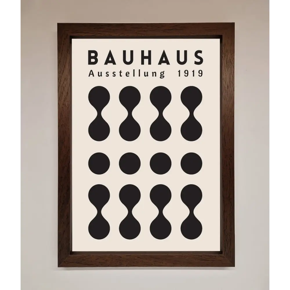 Bauhaus Black 1919 Framed Wall Art - A3 (29.7 x 42 cm) / Walnut - Framed Print