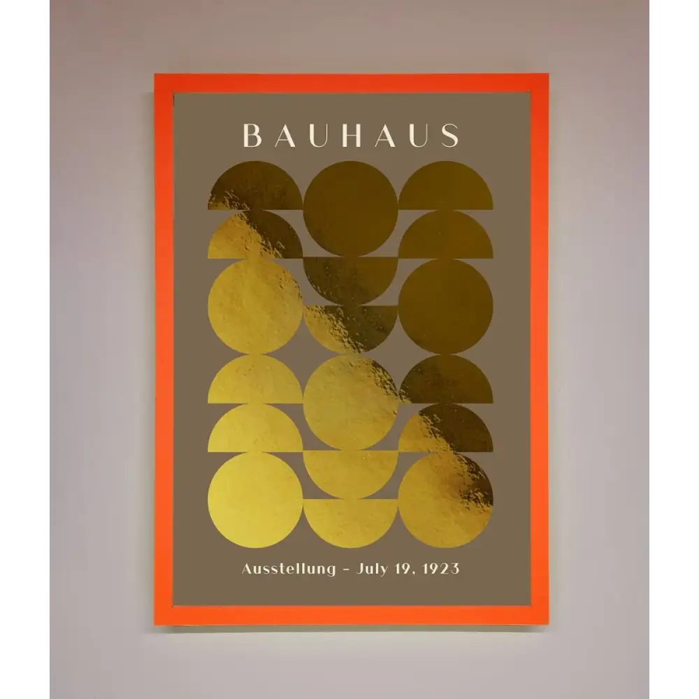 Bauhaus Foil Print - A3 (29.7 x 42 cm) / Neon Orange - Framed Print