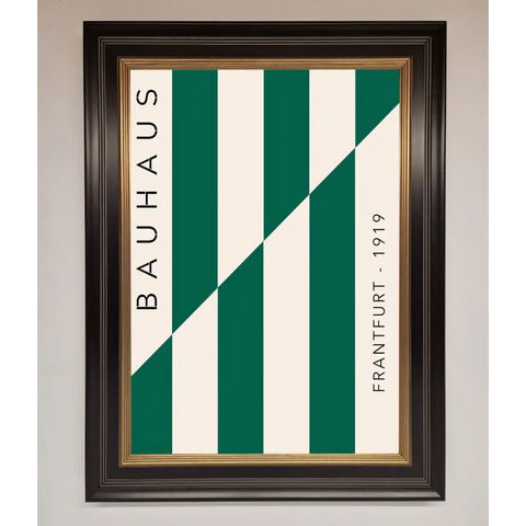 Bauhaus Green And White Framed Print - A3 (29.7 x 42 cm) / Black Gold - Framed Print