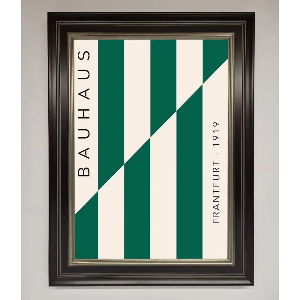 Bauhaus Green And White Framed Print - A3 (29.7 x 42 cm) / Black Silver - Framed Print