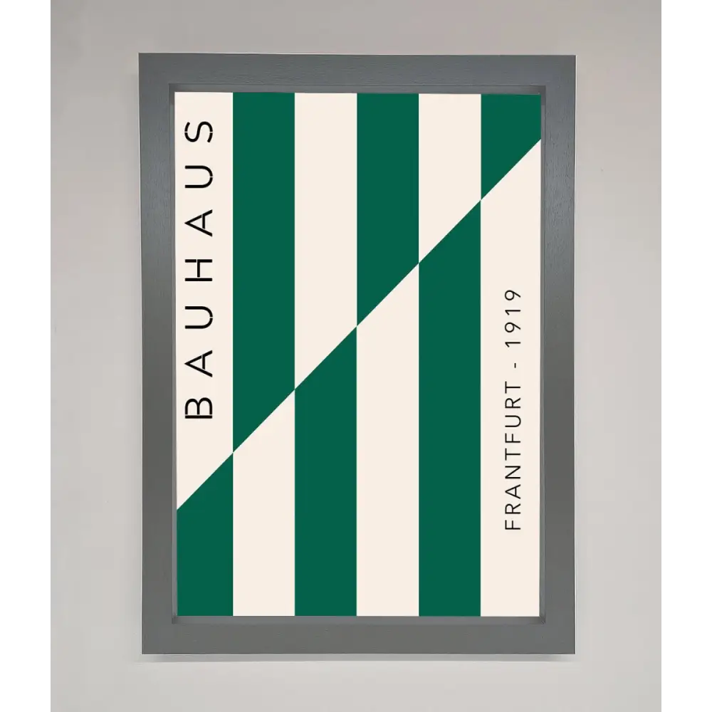 Bauhaus Green And White Framed Print - A3 (29.7 x 42 cm) / Dark Grey - Framed Print