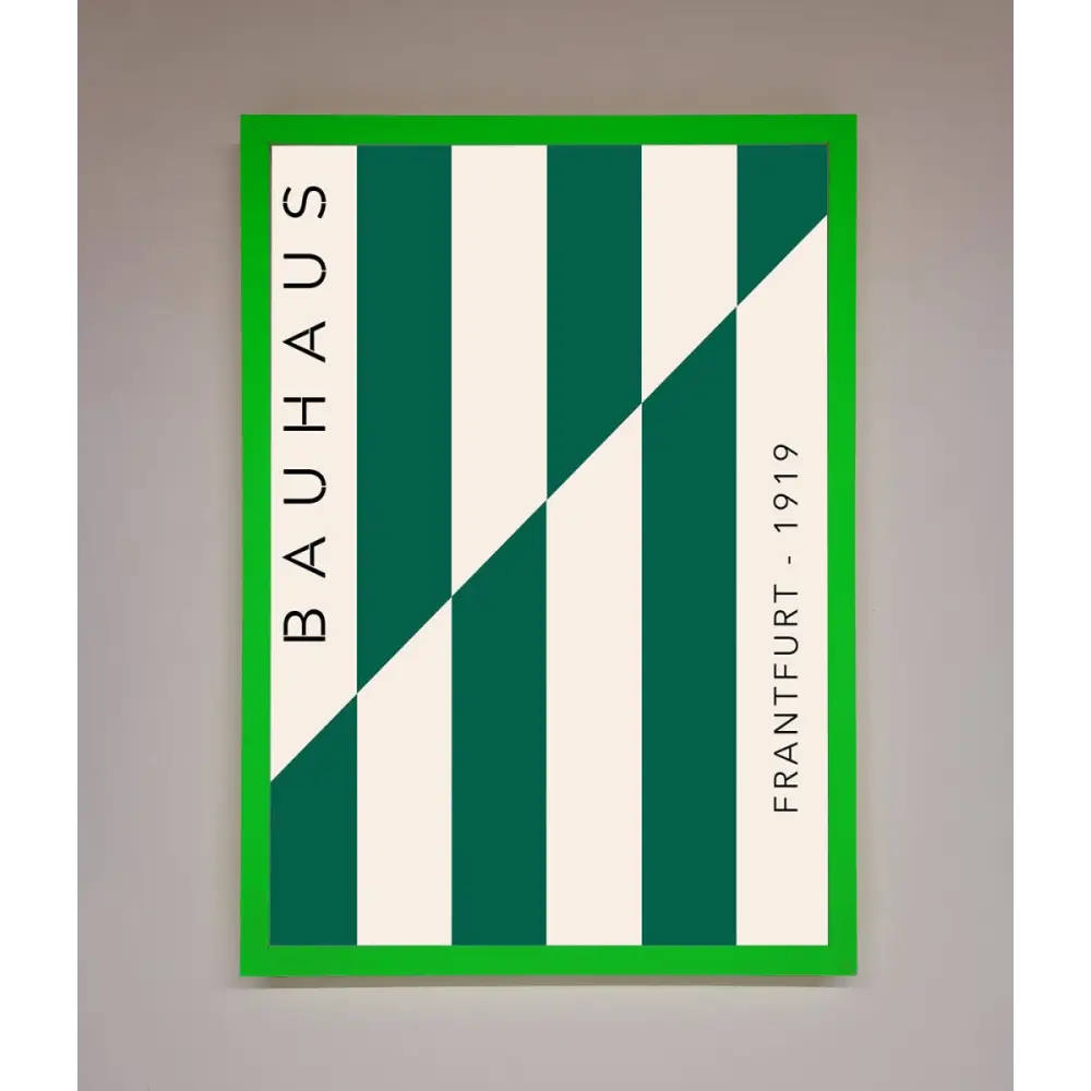 Bauhaus Green And White Framed Print - A3 (29.7 x 42 cm) / Neon Dark Green - Framed Print