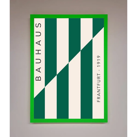 Bauhaus Green And White Framed Print - A3 (29.7 x 42 cm) / Neon Dark Green - Framed Print