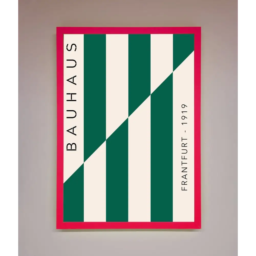Bauhaus Green And White Framed Print - A3 (29.7 x 42 cm) / Neon Pink - Framed Print