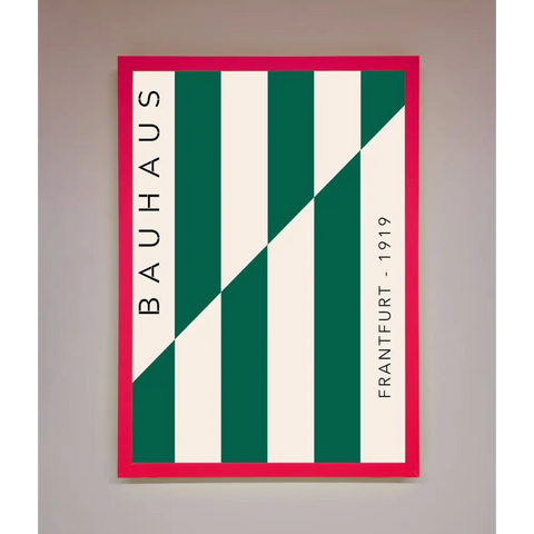 Bauhaus Green And White Framed Print - A3 (29.7 x 42 cm) / Neon Pink - Framed Print