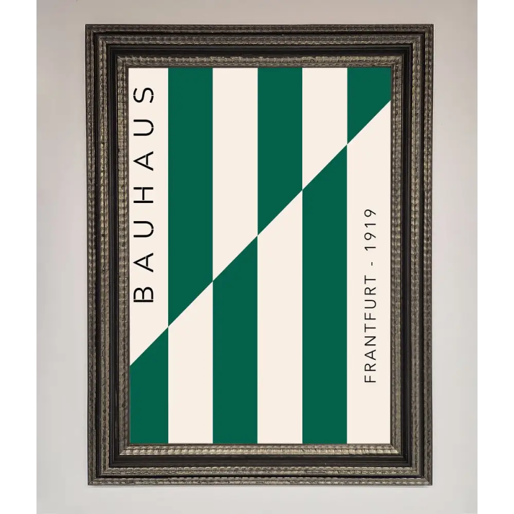 Bauhaus Green And White Framed Print - A3 (29.7 x 42 cm) / Ornate Silver Black - Framed Print