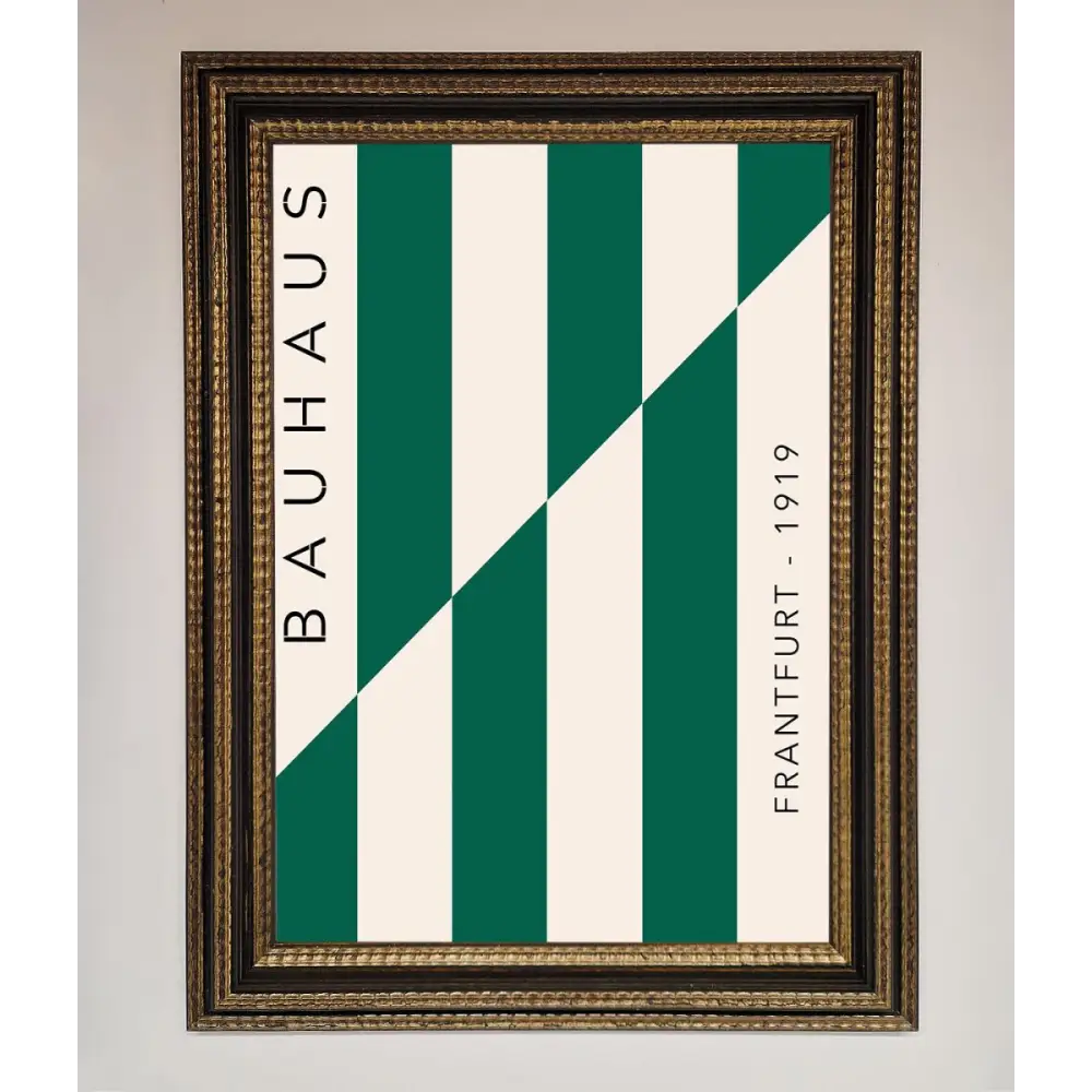 Bauhaus Green And White Framed Print - A3 (29.7 x 42 cm) / Ornate Gold Black - Framed Print