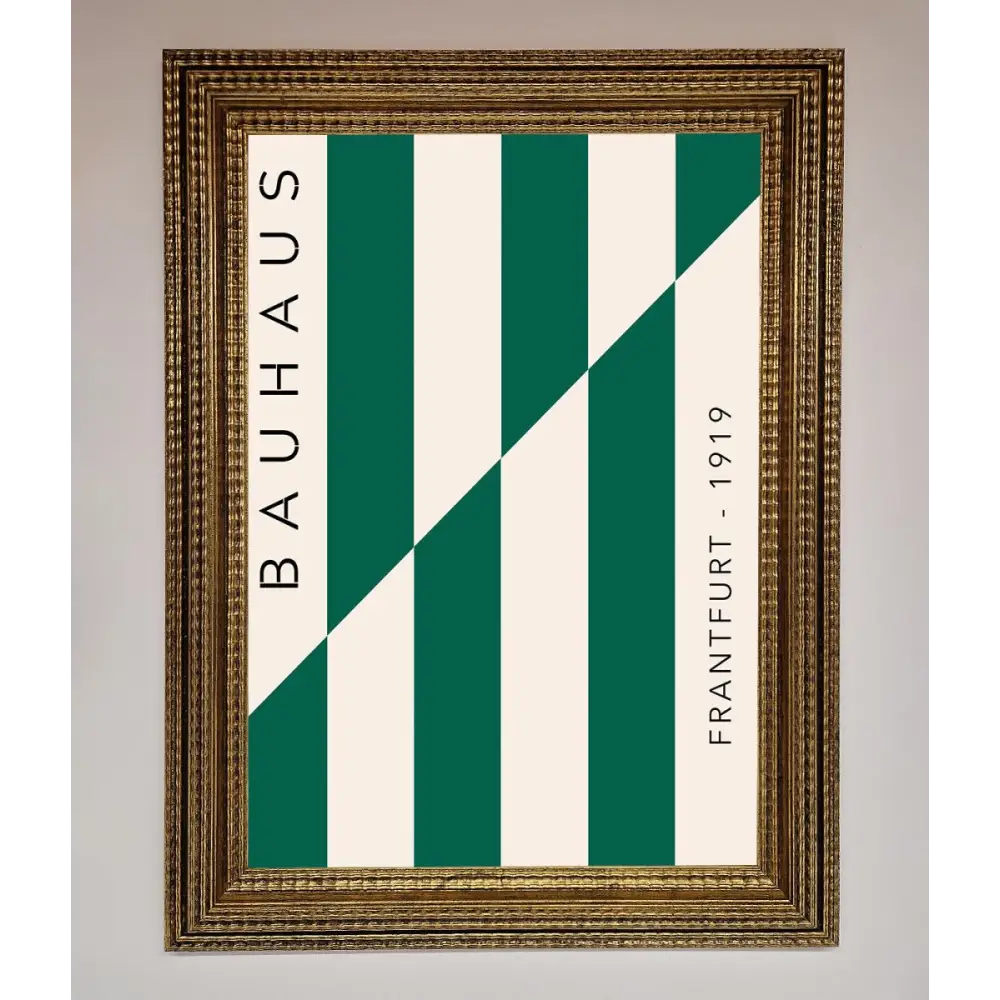 Bauhaus Green And White Framed Print - A3 (29.7 x 42 cm) / Ornate Gold - Framed Print