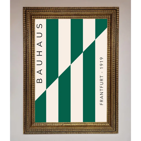Bauhaus Green And White Framed Print - A3 (29.7 x 42 cm) / Ornate Gold - Framed Print