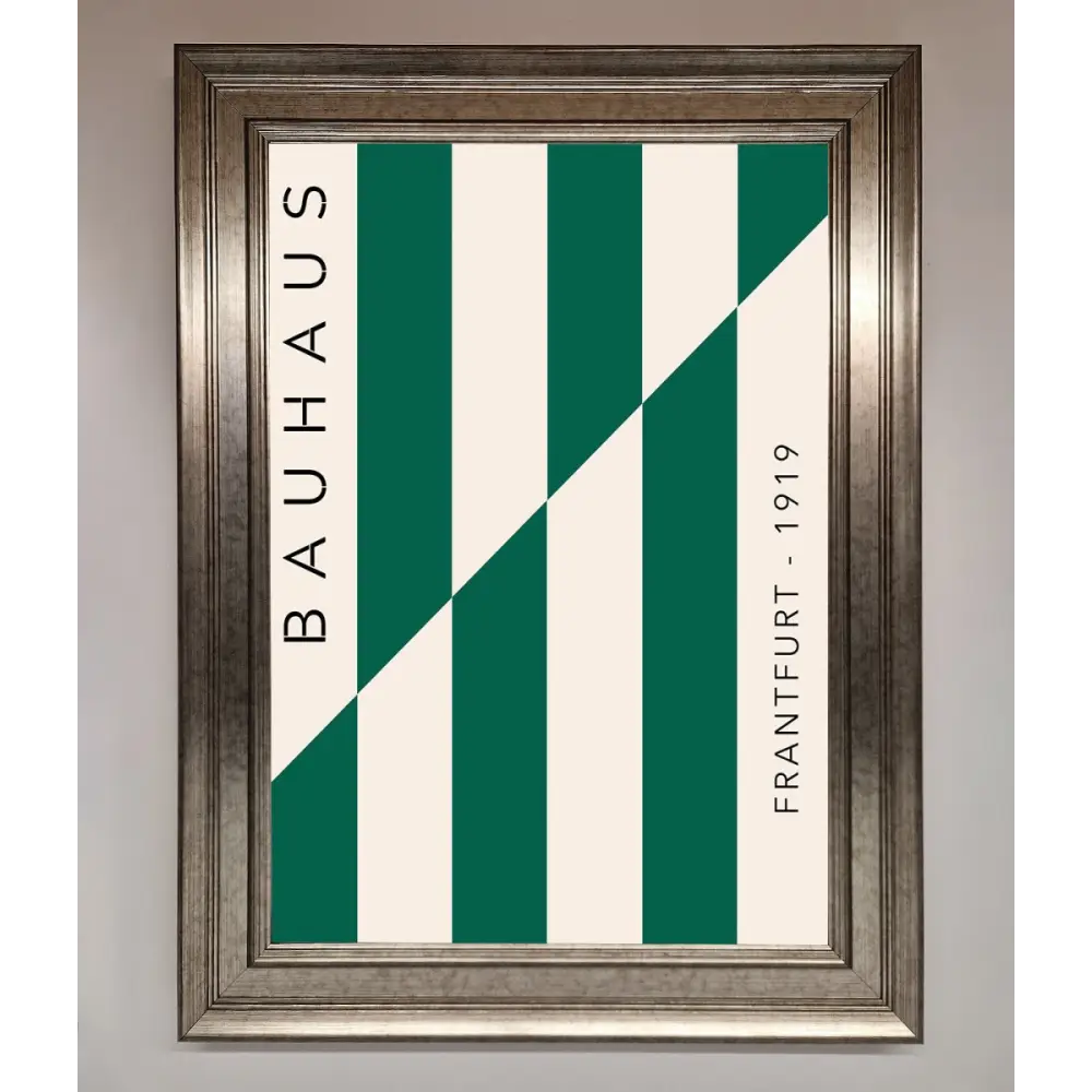 Bauhaus Green And White Framed Print - A3 (29.7 x 42 cm) / Silver - Framed Print