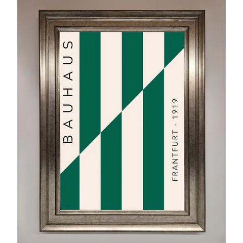 Bauhaus Green And White Framed Print - A3 (29.7 x 42 cm) / Silver - Framed Print