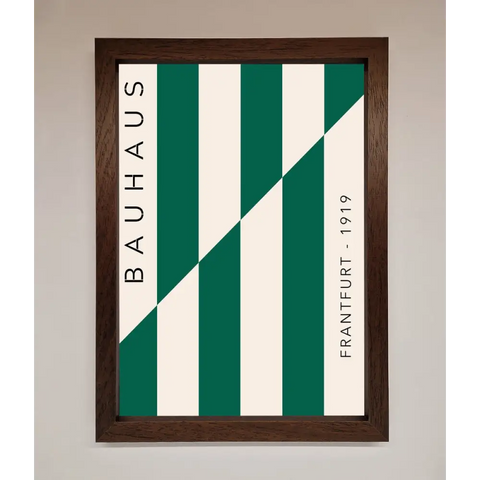 Bauhaus Green And White Framed Print - A3 (29.7 x 42 cm) / Walnut - Framed Print