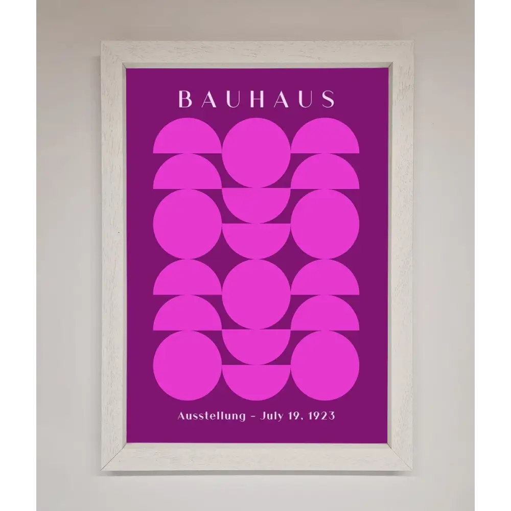 Bauhaus Pink And Purple Abstract Framed Print - A3 (29.7 x 42 cm) / White - Framed Print