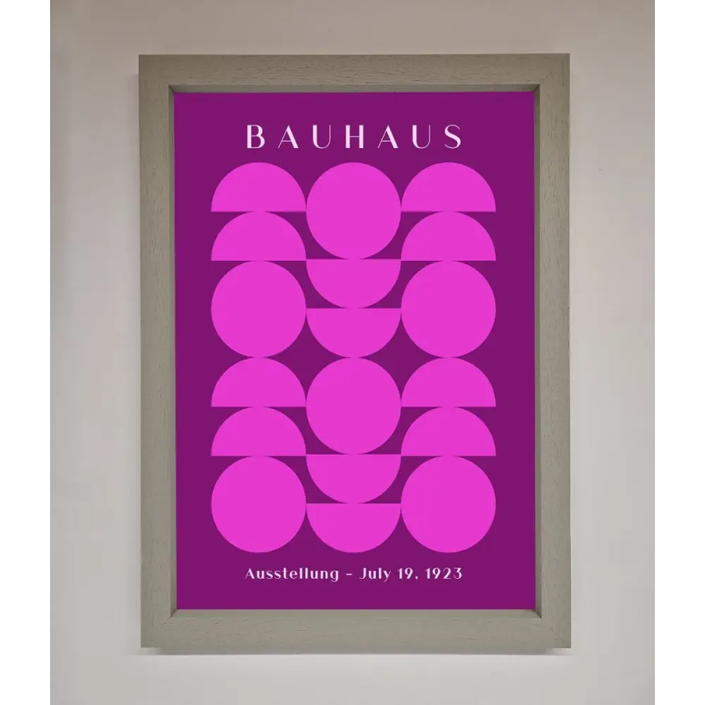 Bauhaus Pink And Purple Abstract Framed Print - A3 (29.7 x 42 cm) / Grey - Framed Print