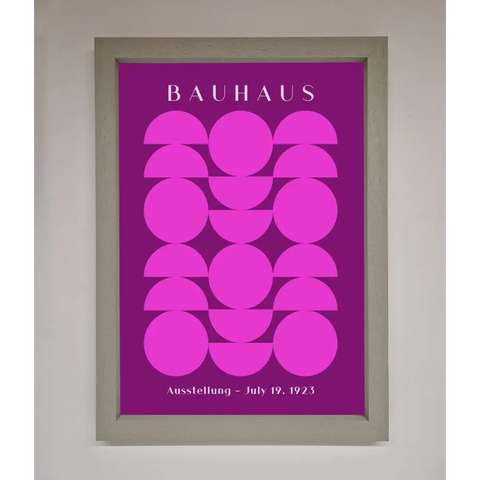 Bauhaus Pink And Purple Abstract Framed Print - A3 (29.7 x 42 cm) / Grey - Framed Print