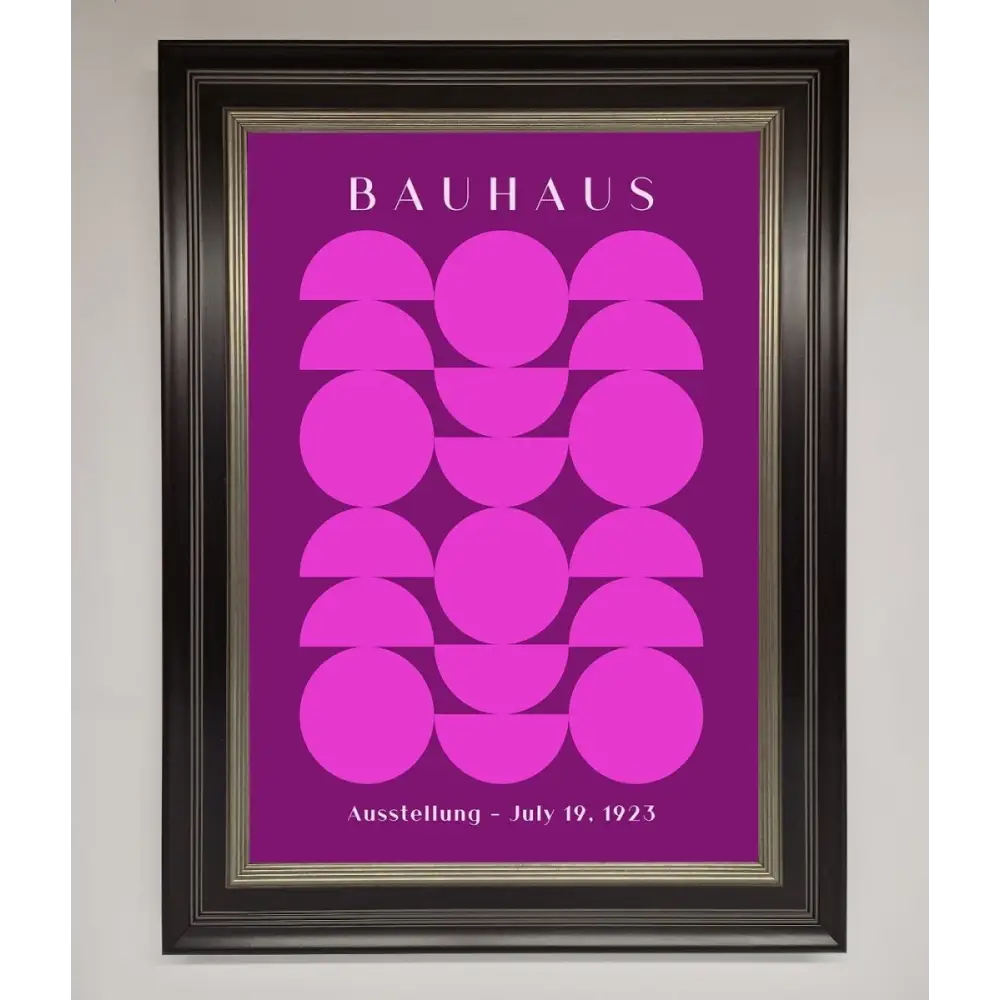 Bauhaus Pink And Purple Abstract Framed Print - B0 (100 x 141 cm) / Black Silver - Framed Print