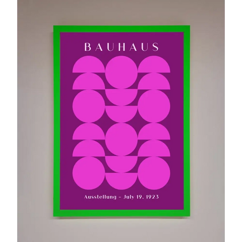 Bauhaus Pink And Purple Abstract Framed Print - B0 (100 x 141 cm) / Neon Dark Green - Framed Print