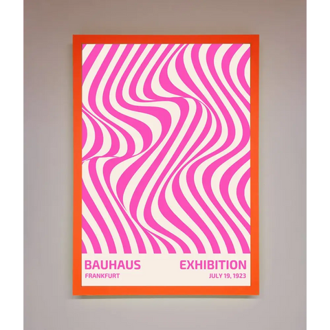 Bauhaus Pink Expedition Framed Wall Art - A3 (29.7 x 42 cm) / Neon Orange - Framed Print
