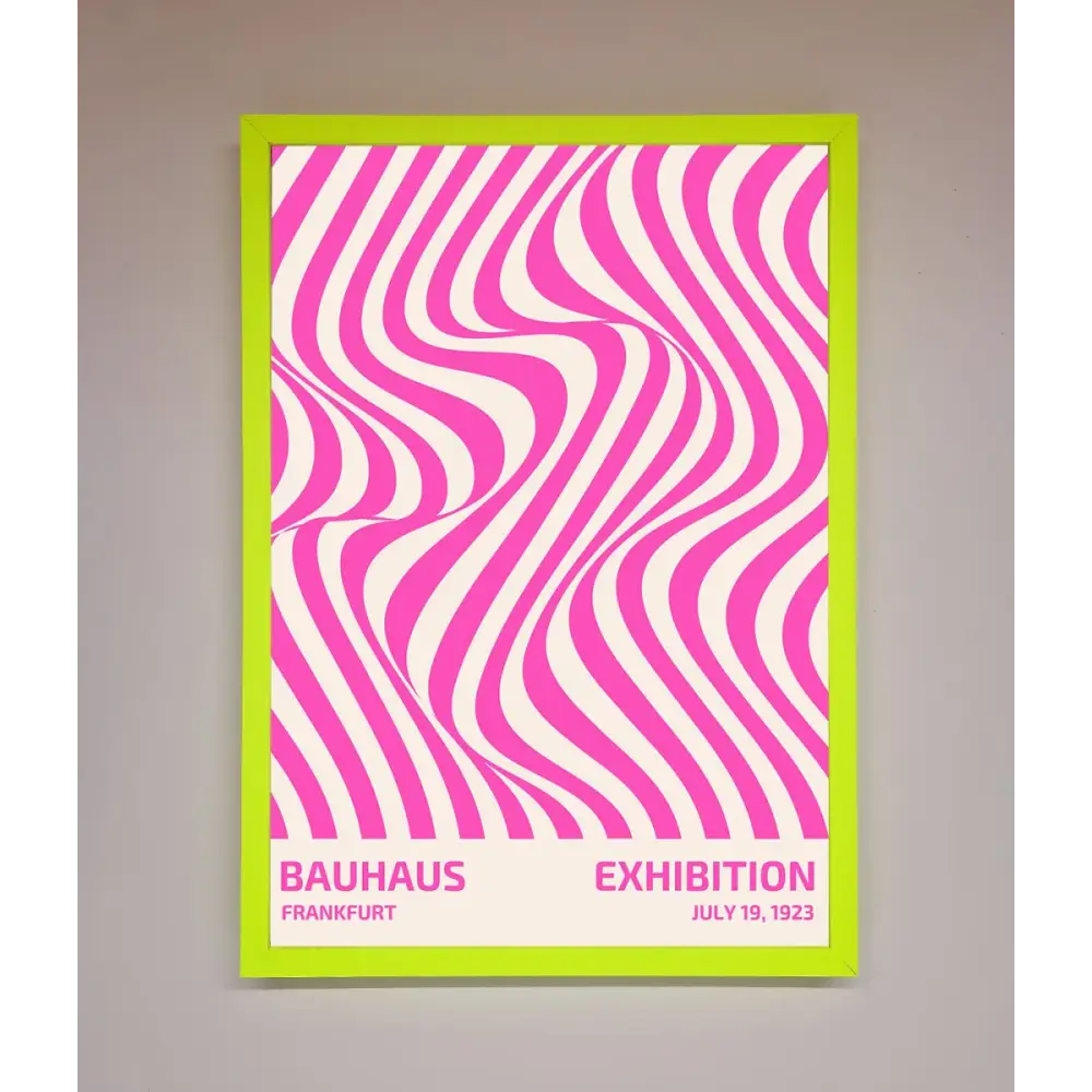 Bauhaus Pink Expedition Framed Wall Art - A3 (29.7 x 42 cm) / Neon Green - Framed Print