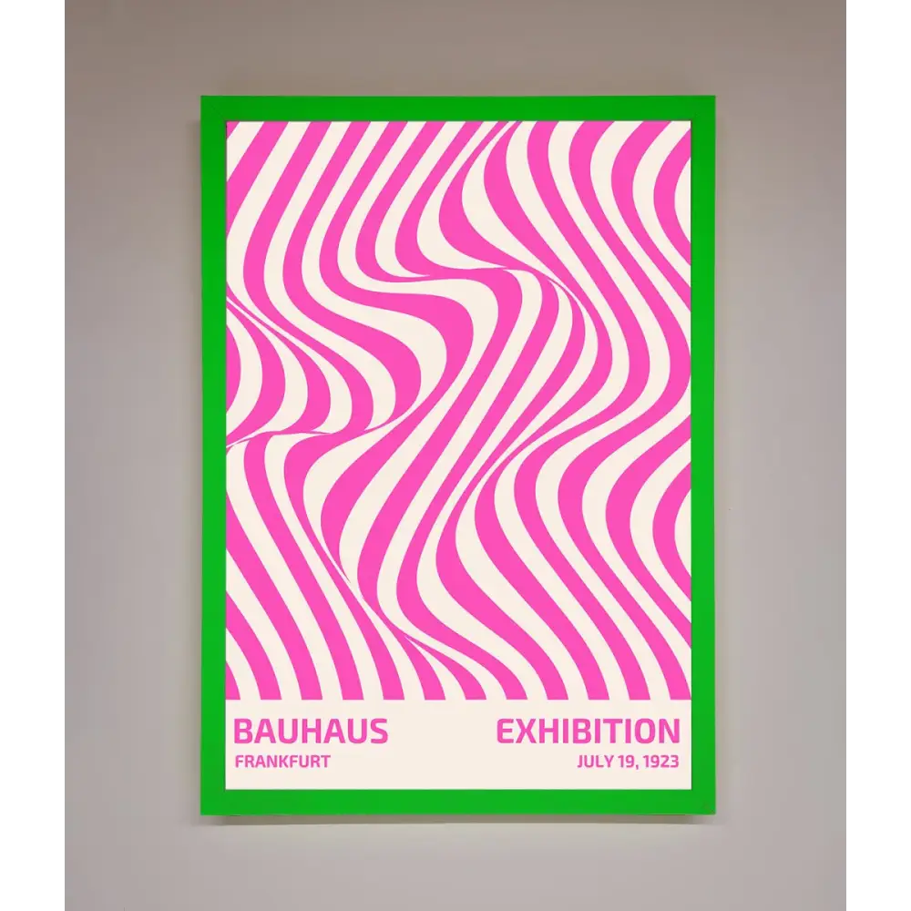 Bauhaus Pink Expedition Framed Wall Art - A3 (29.7 x 42 cm) / Neon Dark Green - Framed Print