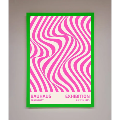 Bauhaus Pink Expedition Framed Wall Art - A3 (29.7 x 42 cm) / Neon Dark Green - Framed Print
