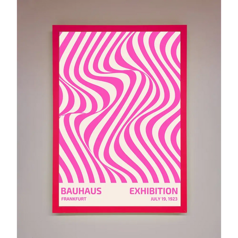Bauhaus Pink Expedition Framed Wall Art - A3 (29.7 x 42 cm) / Neon Pink - Framed Print