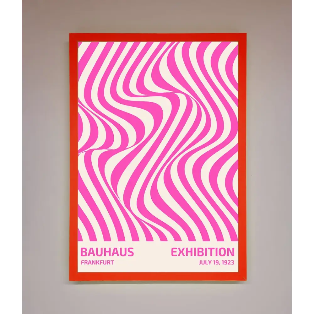 Bauhaus Pink Expedition Framed Wall Art - A3 (29.7 x 42 cm) / Neon Red - Framed Print