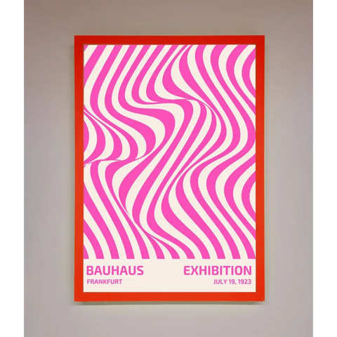 Bauhaus Pink Expedition Framed Wall Art - A3 (29.7 x 42 cm) / Neon Red - Framed Print