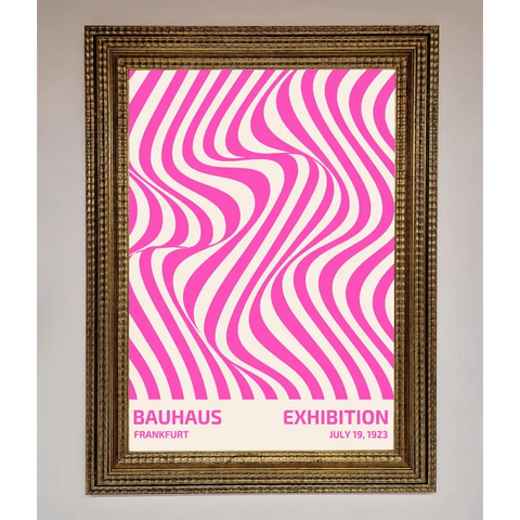 Bauhaus Pink Expedition Framed Wall Art - A3 (29.7 x 42 cm) / Ornate Gold - Framed Print