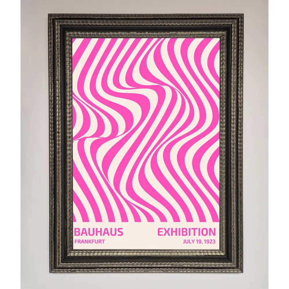 Bauhaus Pink Expedition Framed Wall Art - A3 (29.7 x 42 cm) / Ornate Silver Black - Framed Print