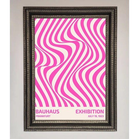 Bauhaus Pink Expedition Framed Wall Art - A3 (29.7 x 42 cm) / Ornate Silver Black - Framed Print