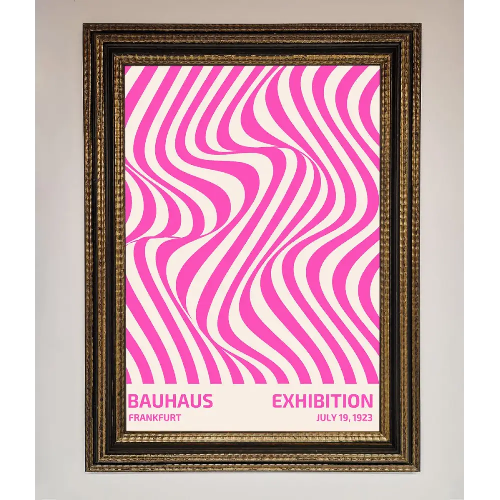 Bauhaus Pink Expedition Framed Wall Art - A3 (29.7 x 42 cm) / Ornate Gold Black - Framed Print